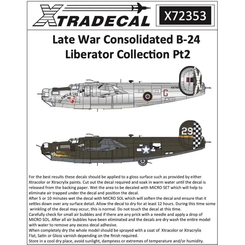 Xtradecal 72353 1/72 Late War Consolidated B-24 Liberator Collection Pt2 Decal Set 1