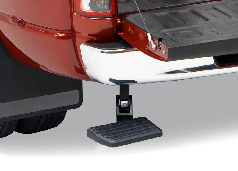 Amp Research 75306-01A Bedstep® Retractable Rear Bumper Step — Black, Excludes Dual Exhaust Applications 1