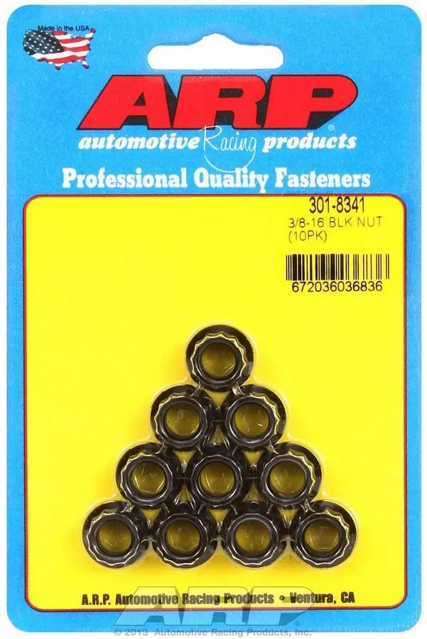 Arp 301-8341 3/8-16 12-Point Hex Nuts – Pack Of 10, Grade 8.8 Steel 1