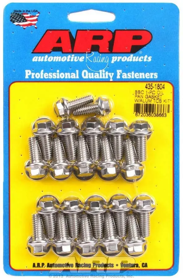Arp Bbc Stainless Steel Oil Pan Bolt Kit – 6-Point Head, Part #435-1804 1