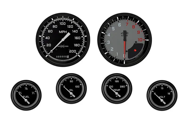 Classic Instruments Ax251Gblf Autocross Grey 6-Gauge Dash Set – 2-5/8 Inch Short Sweep 1