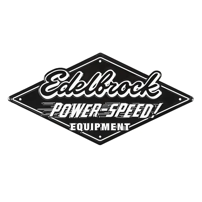 Edelbrock 189147 Vintage-Style Tin Garage Sign – Embossed Edelbrock Logo 1