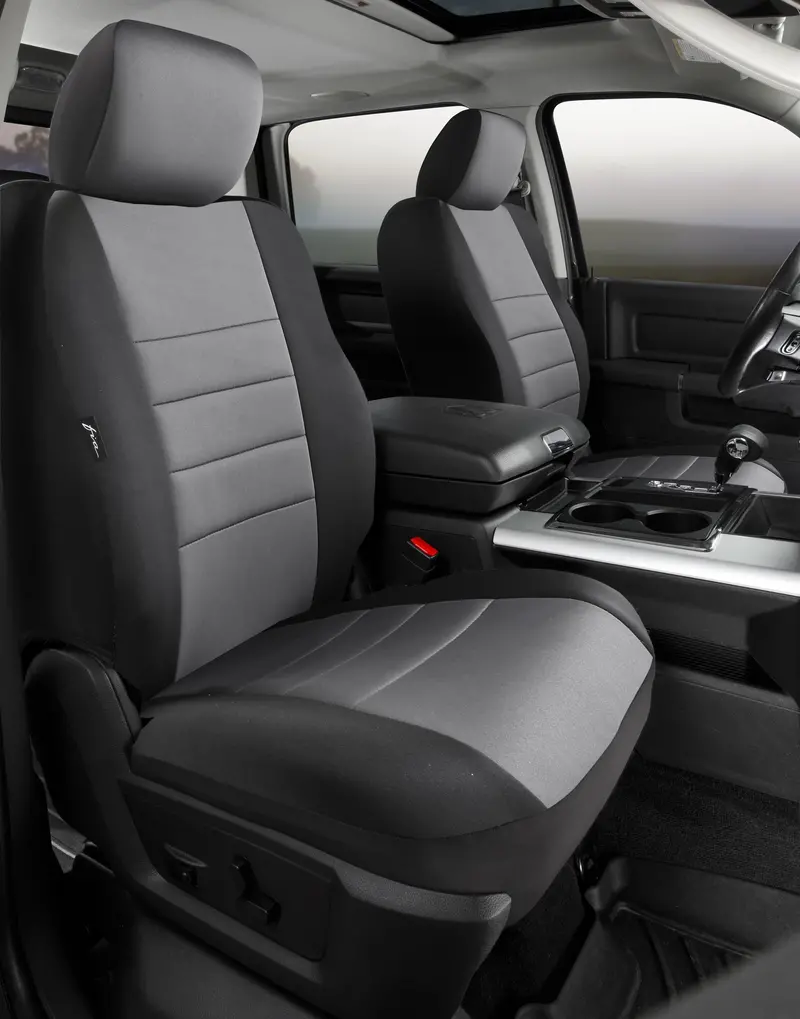 Fia Np97-68 Neo™ Gray Neoprene Custom Truck Seat Covers — Bucket Style With Adjustable Headrests 1