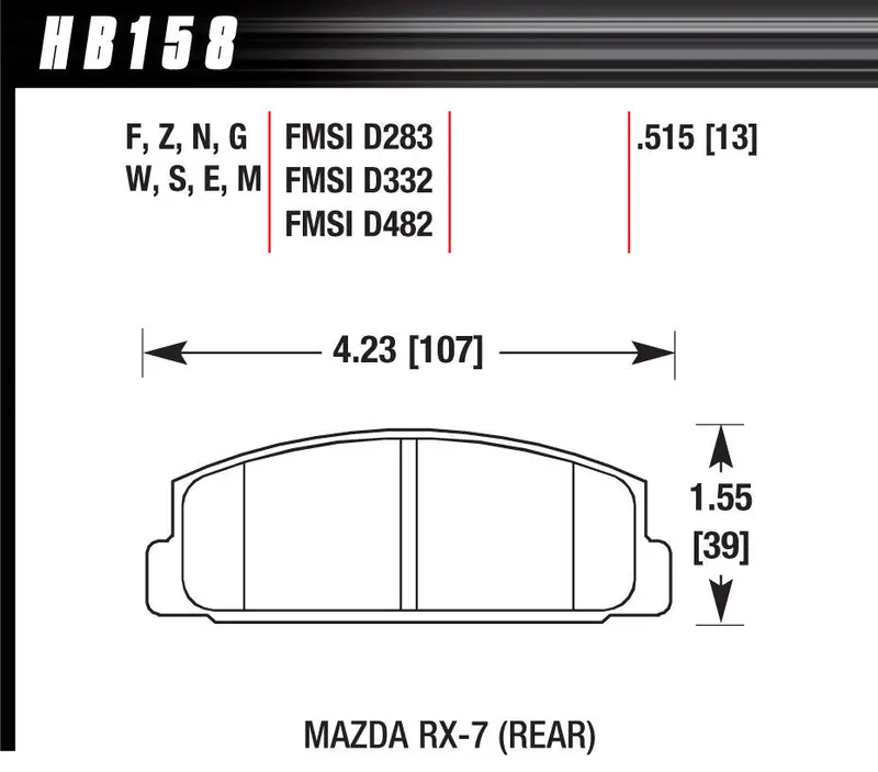Hawk Performance Hb158F515 Hps Street Brake Pads – Rear, Compatible With Mazda Rx-7 1