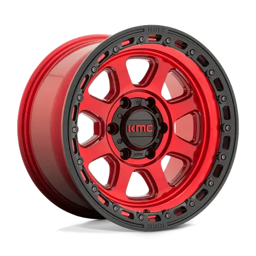 Kmc Km548 18X9-Inch Alloy Wheel – 8X6.5 Bolt Pattern, Candy Red & Black Dual Finish, Zero Offset 1