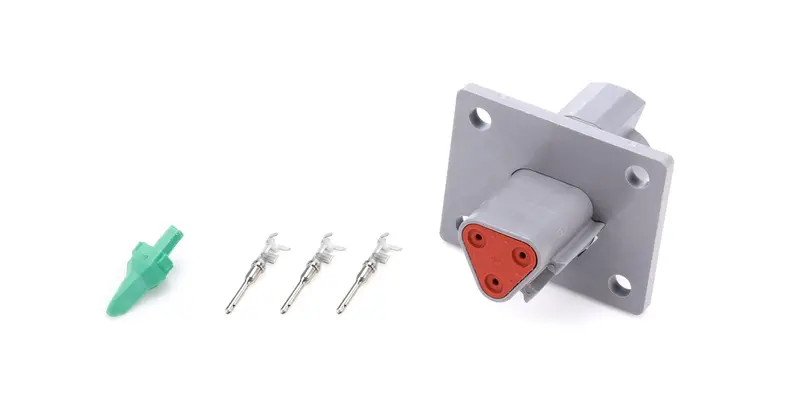 Quickcar Racing Deutsch 3-Pin Plug Receptacle With Mounting Flange (Part #71-337) 1