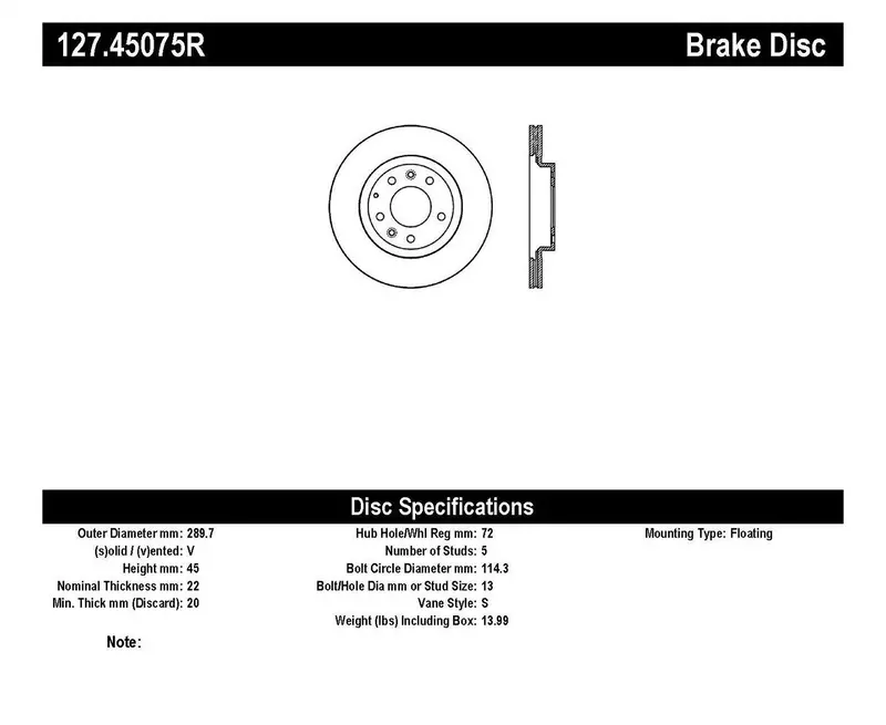 Stoptech 127.45075R Front Right Sport Drilled/Slotted Brake Rotor 1