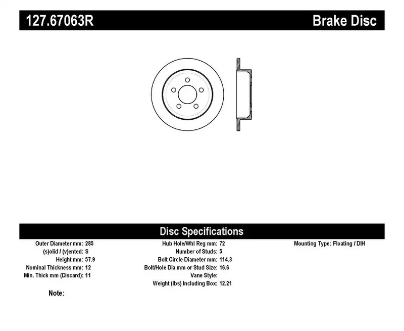 Stoptech 127.67063R Drilled & Slotted Rear Right Brake Rotor 1