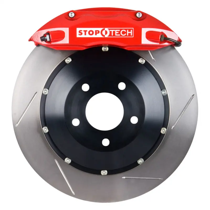 Stoptech 83.163.4300.71 Big Brake Kit – Rear Slotted Two-Piece Rotors With Red Calipers 1