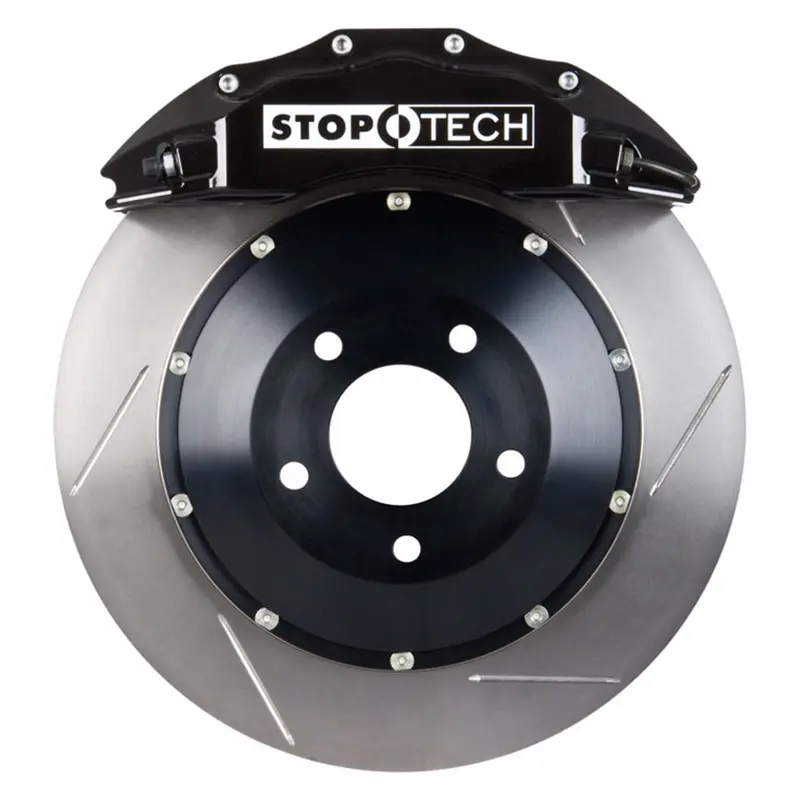 Stoptech 83.796.6800.51 Front Big Brake Kit – Black Calipers With Slotted Two-Piece Rotors 1