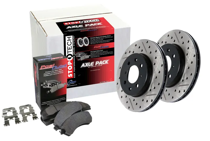 Stoptech 935.62095 Four-Wheel Street Axle Pack — Drilled & Slotted Brake Kit 1