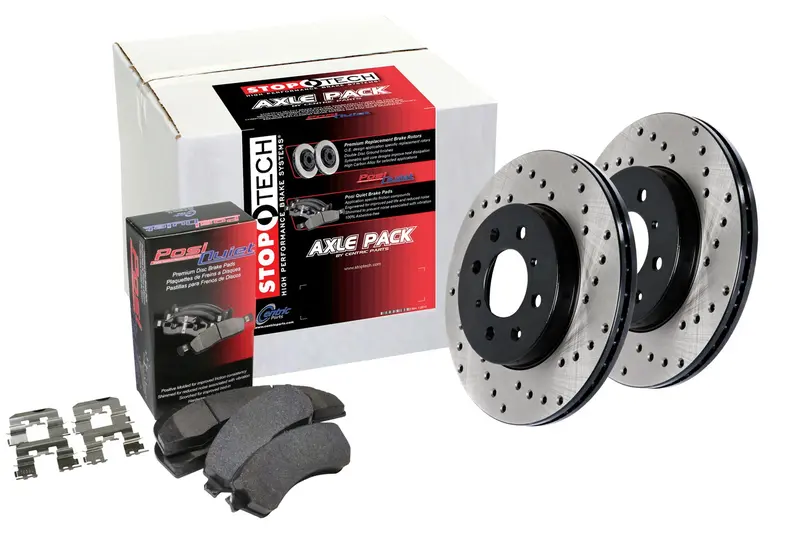 Stoptech 939.47506 Street Axle Pack – Drilled Rear Brake Kit With Rotors And Pads 1