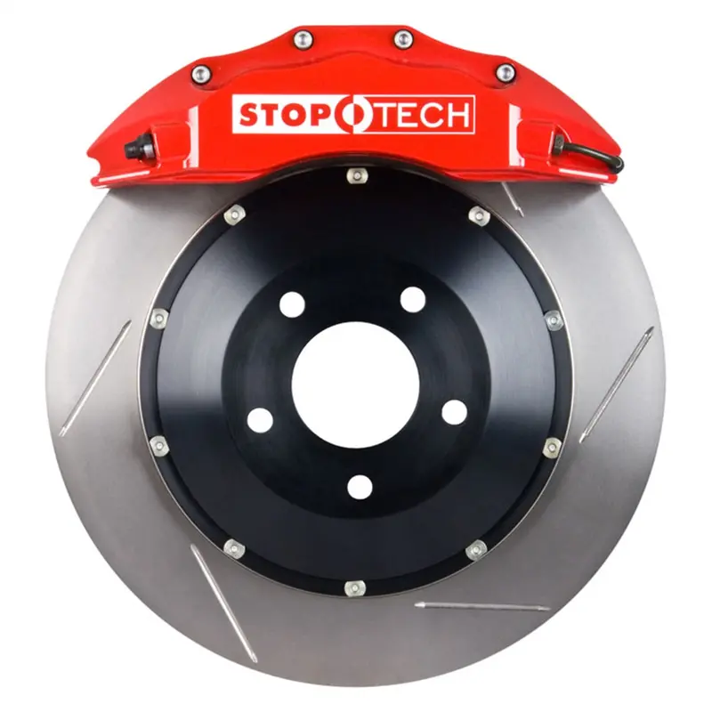 Stoptech Big Brake Kit – Red Calipers With Drilled Two-Piece Rotors (Front Installation) 1