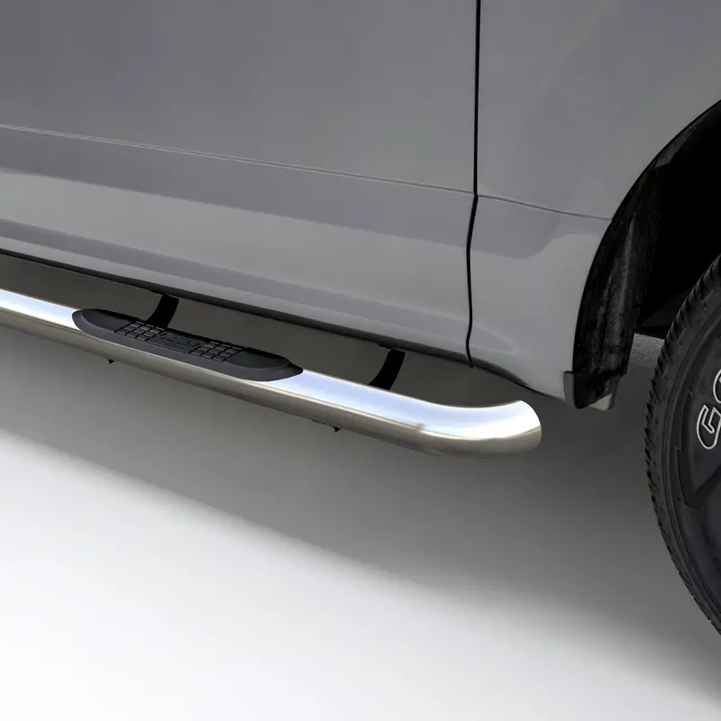 Aries 3" Round Polished Stainless Steel Side Bars For Extended-Cab Chevrolet Silverado 1500 1