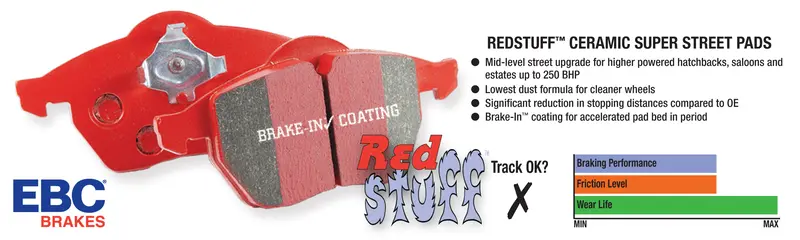 Ebc Redstuff Ceramic Brake Pads – Low-Dust, High-Performance Front/Back Set (Dp3914C) 2