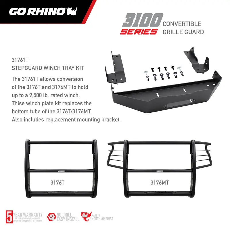 Go Rhino Grille-To-Winch Guard Conversion Kit – Quick-Install Adapter For Existing Grille Guards 1